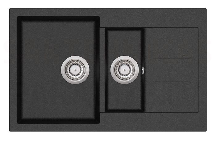 HELIKA akmens masas virtuves izlietne TESA (AW) 800 Black Metallic 80x50 cm