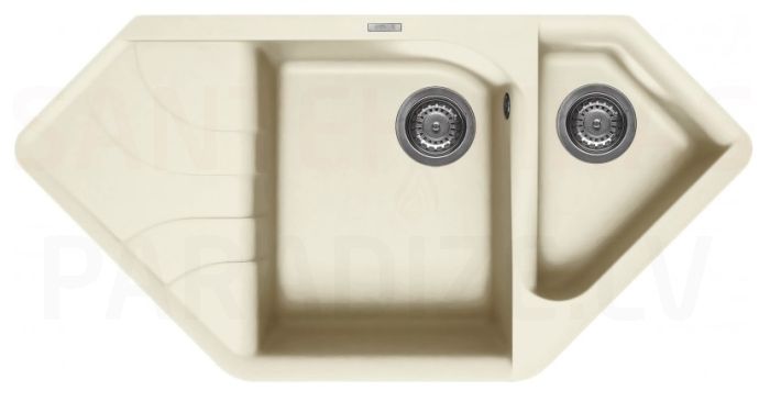 ELLECI akmens masas virtuves izlietne EGO CORNER Bianco Antico 100x50 cm