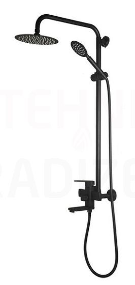 AQUALINE shower set-system with bath faucet STEEL BLACK