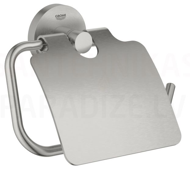 GROHE tualetes papīra turētājs ar vāciņu Essentials New (Supersteel)