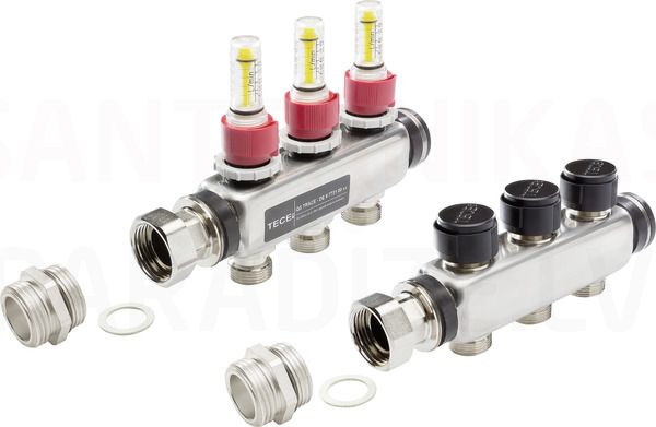 TECEfloor SQL extension set for heating circuit manifold with flow rate indicator 3 circuits L = 203 mm  