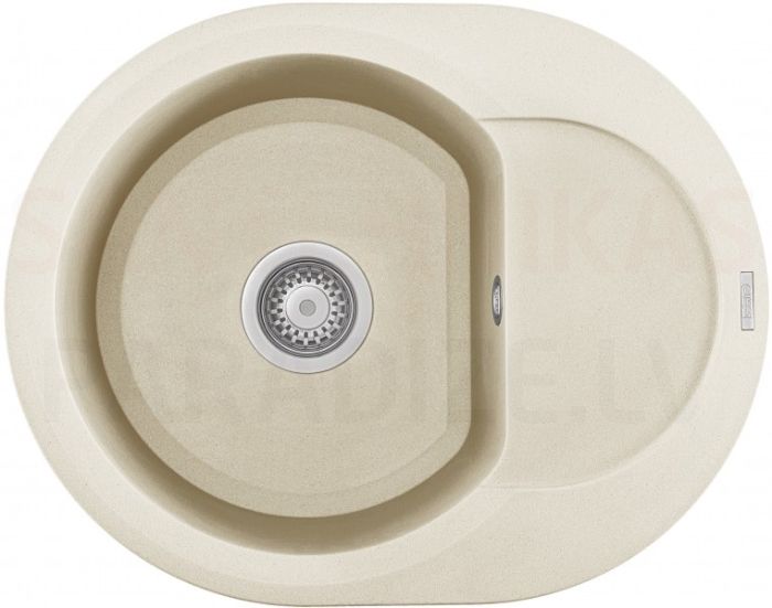 ELLECI akmens masas virtuves izlietne EASY ROUND 600 Bianco Antico 60x47 cm