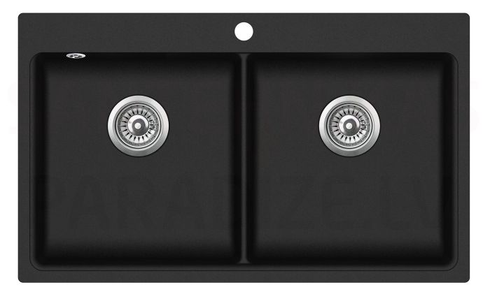 Aquasanita stone mass kitchen sink MAGNA 850 Black Metallic 86x51 cm