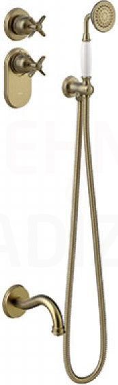TRES CLASIC RETRO Concealed thermostatic bath kit, Antique brass, cooper matt