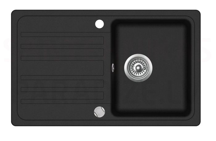 HELIKA akmens masas virtuves izlietne NOTUS (AWP) 750 Black Metallic 76.5x46 cm