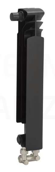 KFA alumīnija radiators G500F/D BLACK ( 1 riba/sekcija) (apakšējais savienojums)