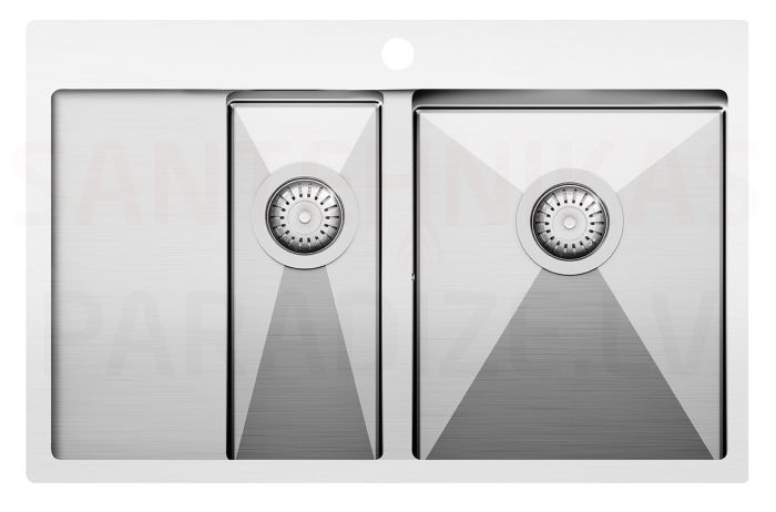 Aquasanita stainless steel kitchen sink LUNA 750 78x50 cm