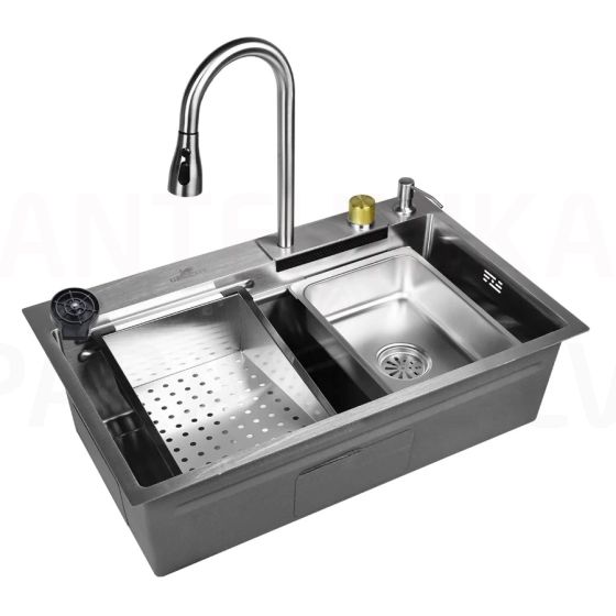 WISENT stainless steel kitchen sink 75х46х22 silver (set)