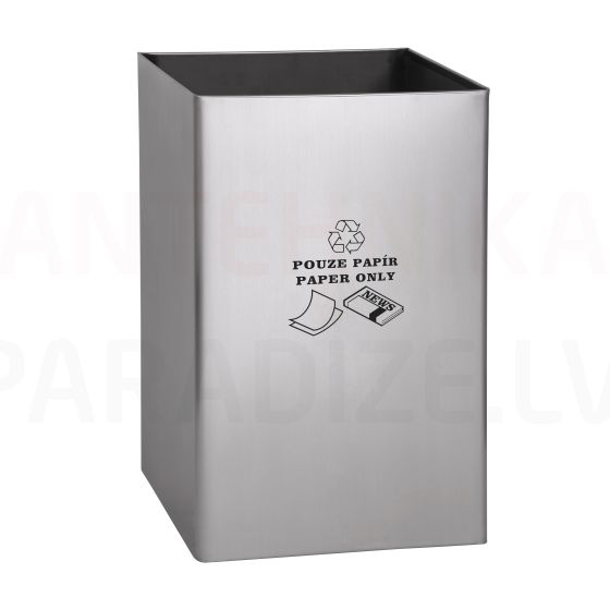 SANELA stainless steel trash bin, inscription 'paper only' volume 67 l
