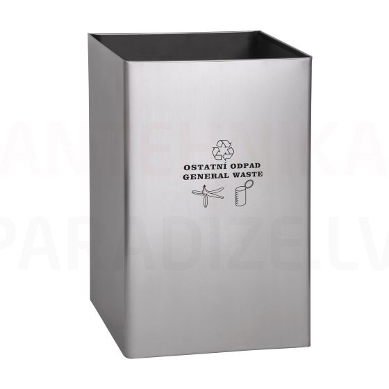 SANELA stainless steel trash bin, inscription 'general waste' volume 67 l