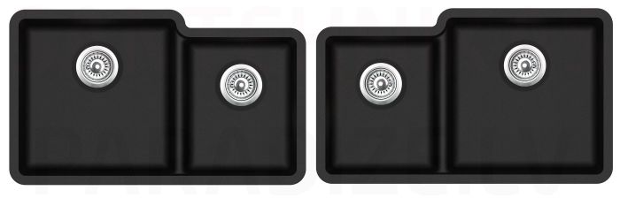 Aquasanita stone mass kitchen sink ARCA 800 Black Metallic 81x48 cm L/R