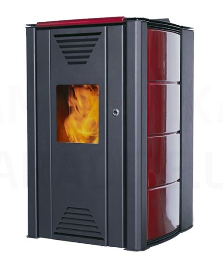 Thermoflux pellet fireplace-furnace with heating connection INTERIO 14 (red)